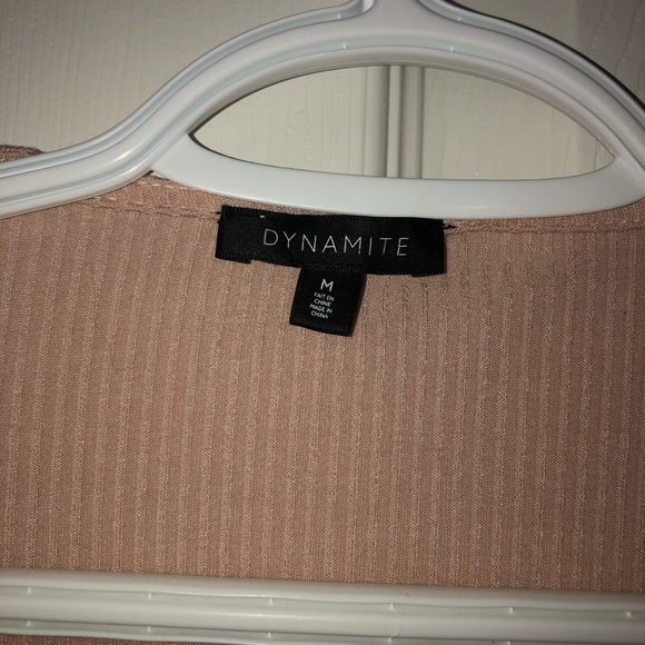 Pink Nude Tie/Lace Up Ribbed Long Sleeve Dynamite - Picture 2 of 2